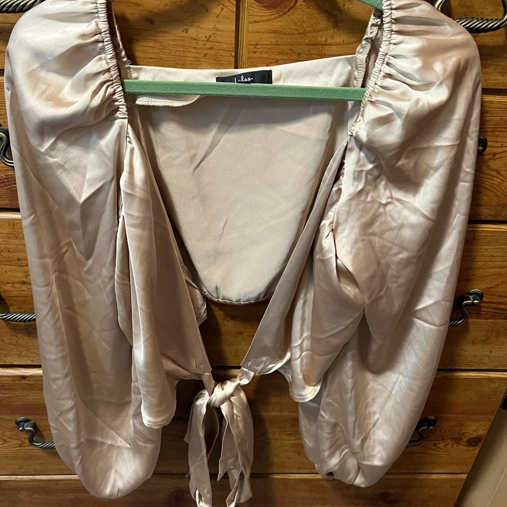 Lulu's Cream Satin Blouse
